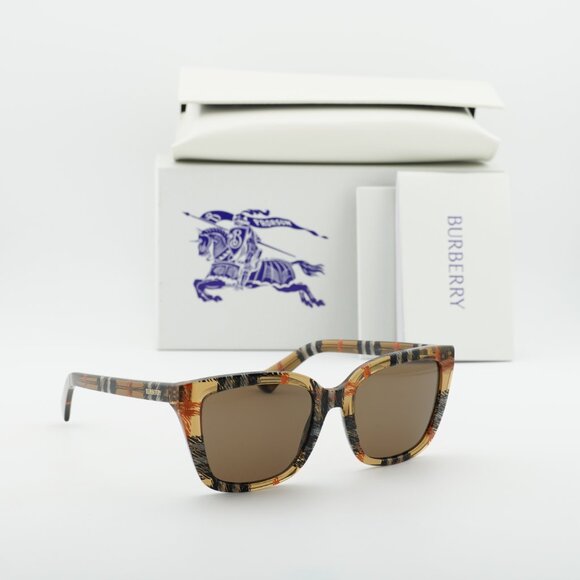 Burberry BE4487 416373 Square Sunglasses - Transparent Brown/Vintage/Brown main image 4